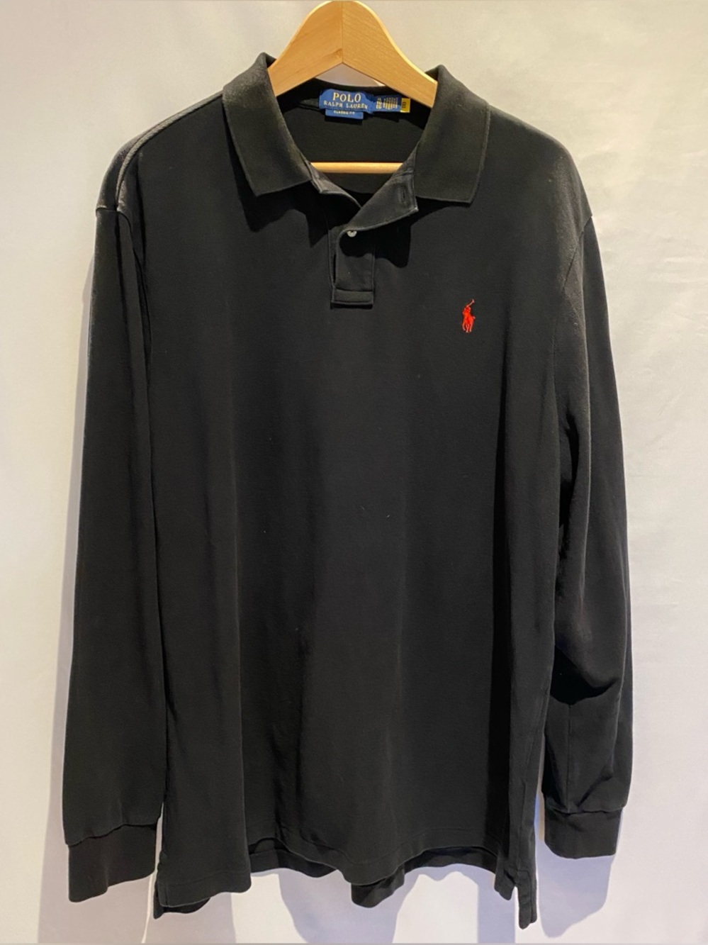 Polo by Ralph Lauren Classic Fit Long Sleeve Polo, Black, size XL